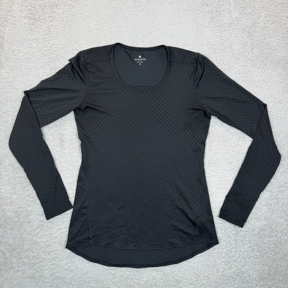 Athleta Black Diamond Textured Long Sleeve Top Thumbholes 138200 Womens Small